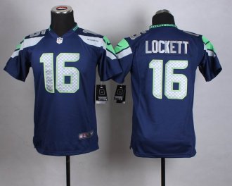 Youth Nike Seahawks #16 Tyler Lockett Steel Blue Team Color Stitched NFL Elite jersey