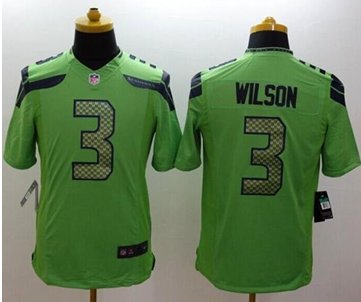 Youth New Seahawks #3 Russell Wilson Green Alternate NFL Limited Jersey