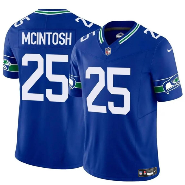 Youth Seattle Seahawks #25 Kenny McIntosh Royal 2024 F.U.S.E Throwback Vapor Limited Stitched Football Jersey