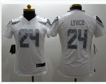 Women's NEW Seahawks #24 Marshawn Lynch White Stitched NFL Limited Platinum Jersey