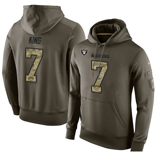 NFL Nike Oakland Raiders #7 Marquette King Green Salute To Service Men's Pullover Hoodie