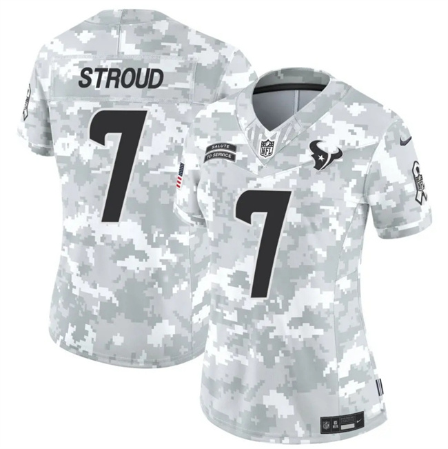 Women's Houston Texans #7 C.J. Stroud 2024 F.U.S.E Arctic Camo Salute To Service Limited Stitched Football Jersey(Run Small)