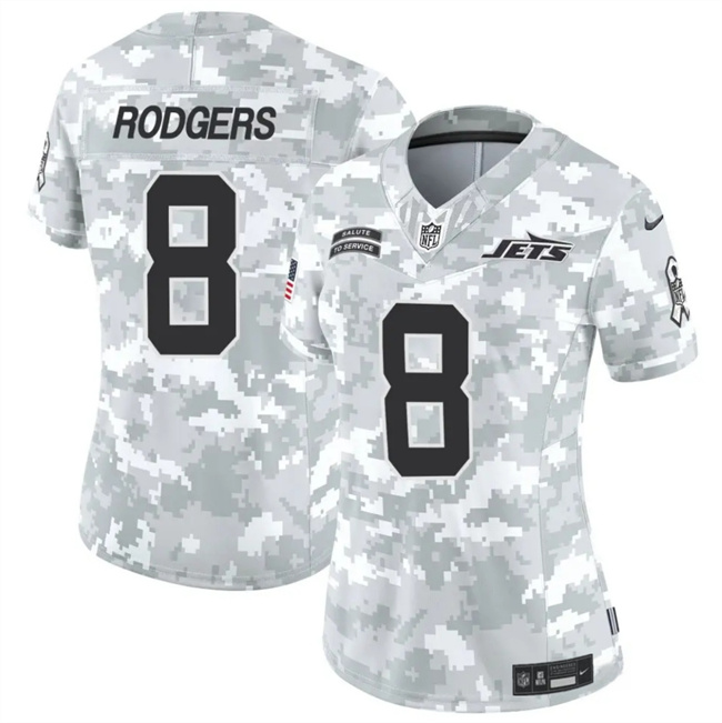 Women's New York Jets #8 Aaron Rodgers 2024 F.U.S.E Arctic Camo Salute To Service Limited Stitched Jersey(Run Small)