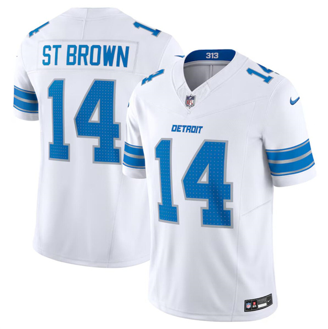 Youth Detroit Lions #14 Amon-Ra St. Brown White 2024 F.U.S.E. Vapor Limited Stitched Jersey