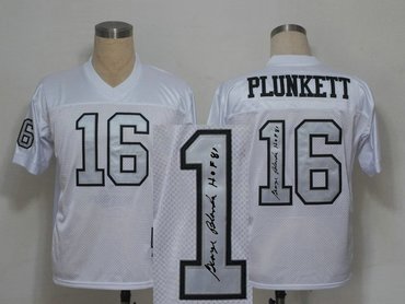 16# Jim Plunkett White throwback(Silver Number)(Signed Elite)