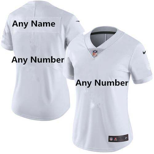 Custom Women's Nike Raiders White Stitched NFL Limited Rush Jersey