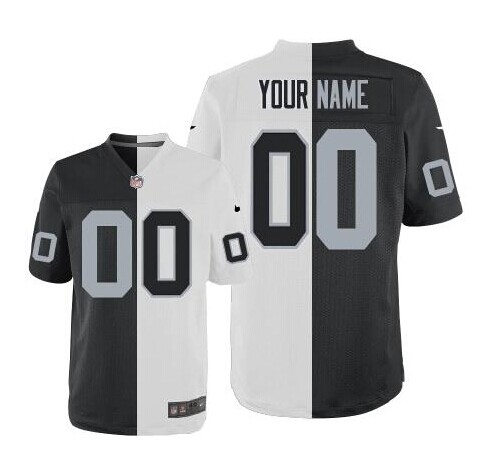 Nike Oakland Raiders Customized White-Black Elite Split Jersey