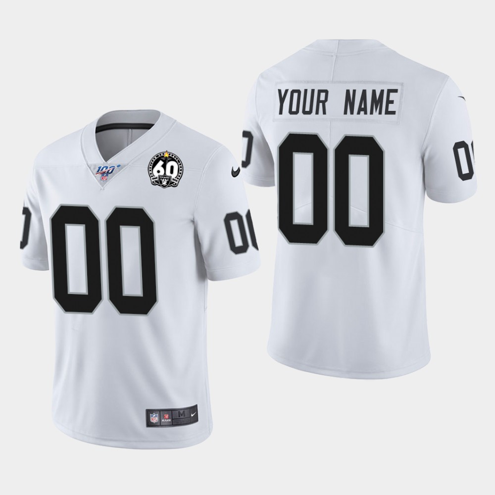 Men's Oakland Raiders #00 Custom 60th Anniversary Vapor Limited Jersey - White