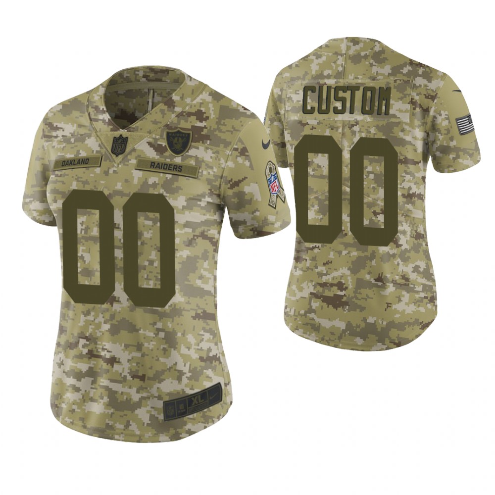 Women Oakland Raiders Custom Camo 2018 Salute To Service Limited Jersey