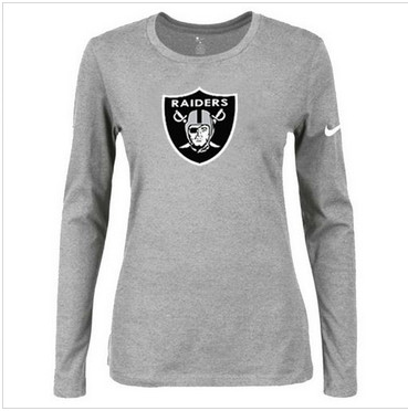 Women Nike Oakland Raiders Of The City Long Sleeve Tri-Blend NFL T-Shirt Light Grey