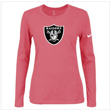 Women Nike Oakland Raiders Of The City Long Sleeve Tri-Blend NFL T-Shirt Pink