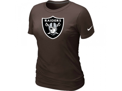 Women Oakland Raiders Brown Logo T-Shirt