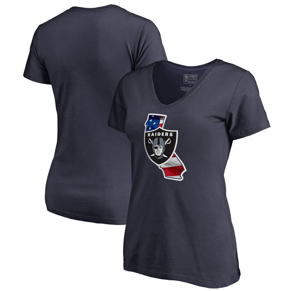 Oakland Raiders Navy Women's NFL Pro Line By Fanatics Branded Banner State T-Shirt