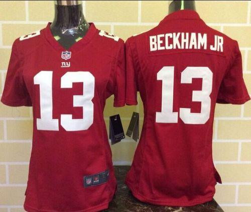 Women New Giants #13 Odell Beckham Jr Red Alternate Stitched NFL Elite Jersey