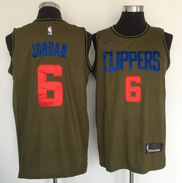 Clippers 6 Deandre Jordan Olive Nike Swingman Jersey