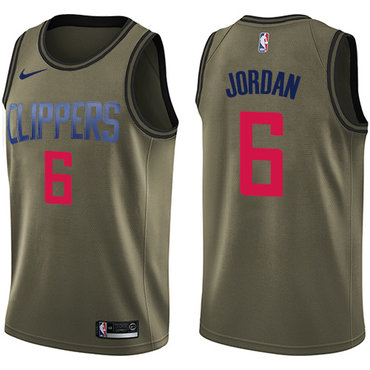 Nike Clippers #6 DeAndre Jordan Green Salute to Service NBA Swingman Jersey