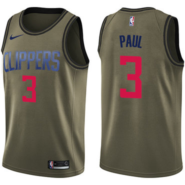 Nike Clippers #3 Chris Paul Green Salute to Service NBA Swingman Jersey