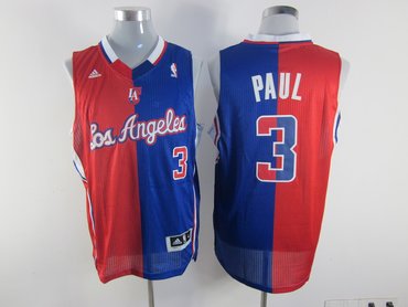 Los Angeles Clippers #3 Chris Paul Red-Blue Split Jerseys