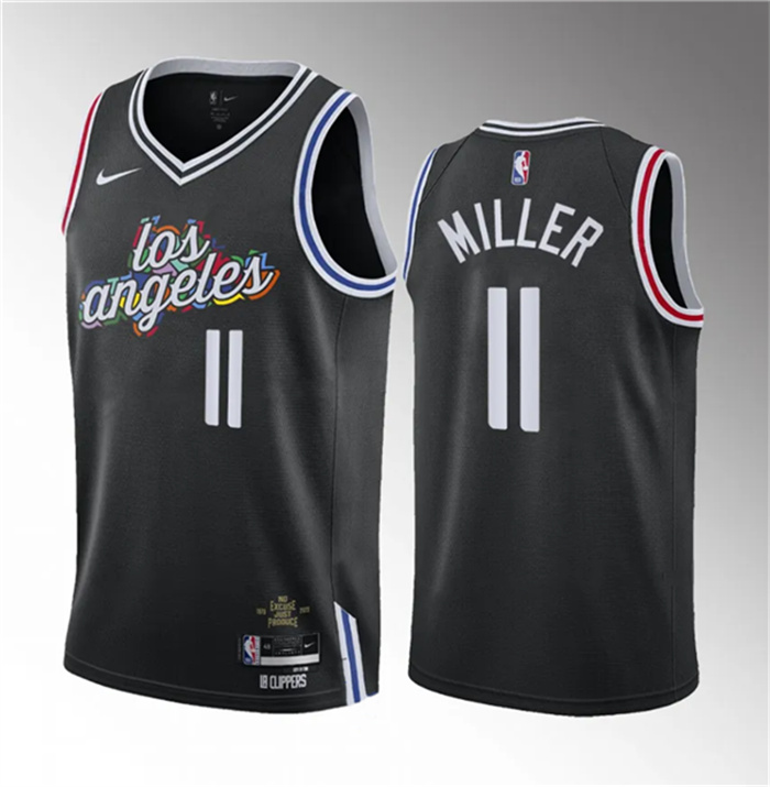 Men's Los Angeles Clippers #11 Jordan Miller Black 2023 Draft City Edition Stitched Jersey