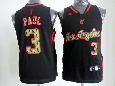 nba los angeles clippers #3 paul black(camo fashion swingman)