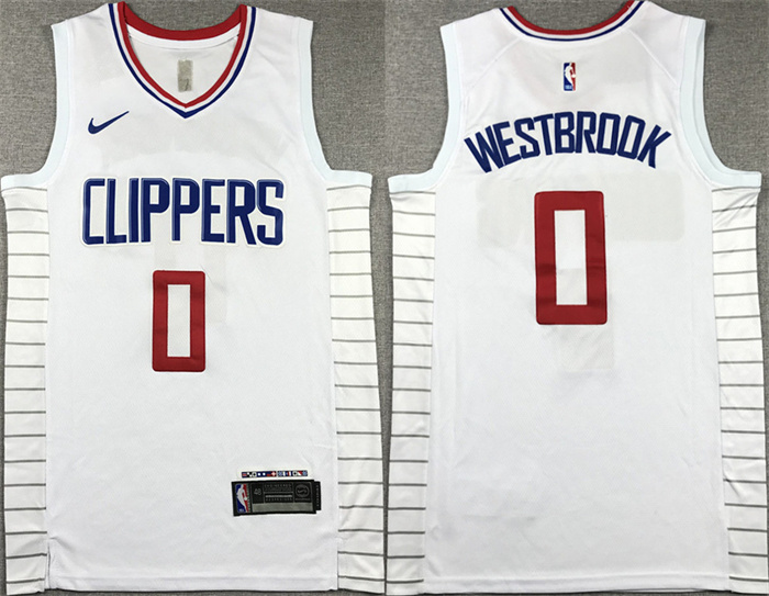 Men's Los Angeles Clippers #0 Russell Westbrook White 2023 Association Edition Stitched Jersey