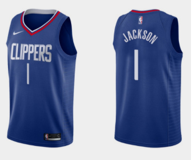 Men's Los Angeles Clippers #1 Reggie Jackson Royal Icon Edition Stitched Basketball Jersey