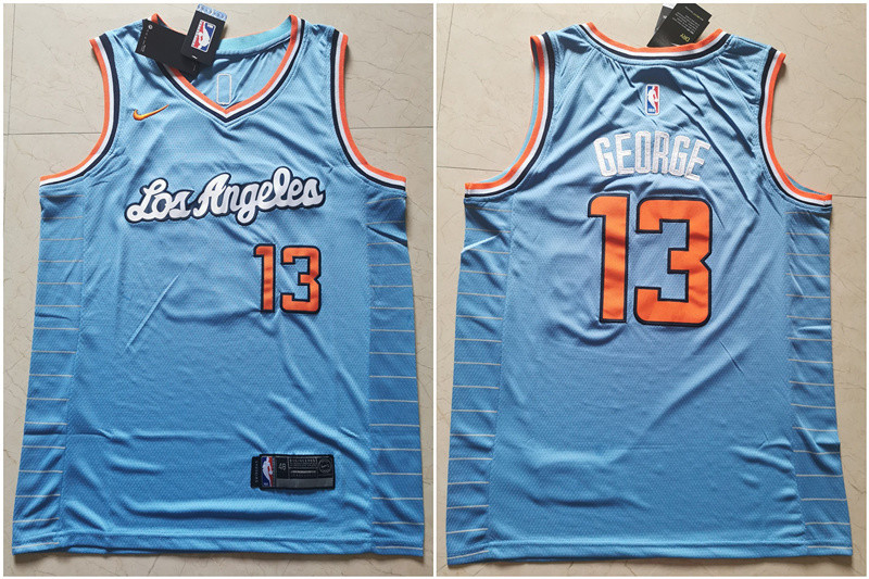 Clippers 13 Paul George Light Blue Nike Swingman Jersey