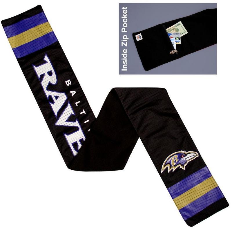 NFL Baltimore Ravens Jersey Scarf With Zip Pocket