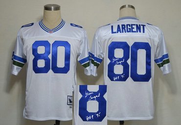 Seattle Seahawks 80# Steve Largent White Throwback Jersey(Signed Elite)