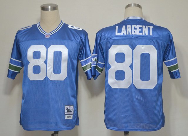 Seattle Seahawks 80 Steve Largent Blue Throwback Jerseys