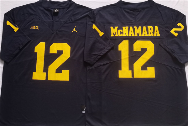 Men's Michigan Wolverines #12 McNAMARA Blue Stitched Jersey