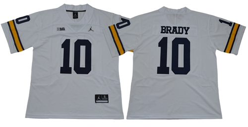 Wolverines #10 Tom Brady White Jordan Brand Limited Stitched NCAA Jersey