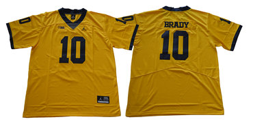 Michigan Wolverines 10 Tom Brady Gold College Football Jersey