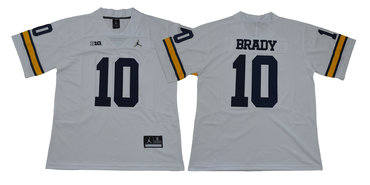 Michigan Wolverines 10 Tom Brady White College Football Jersey