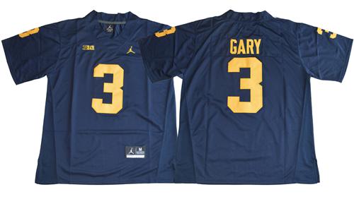 Wolverines #3 Rashan Gary Navy Blue Jordan Brand Stitched NCAA Jersey