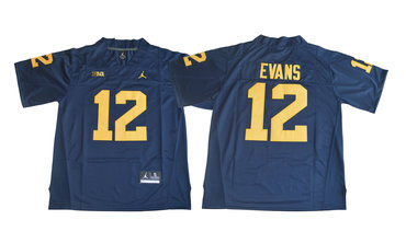 Michigan Wolverines 12 Chris Evans Navy College Football Jersey