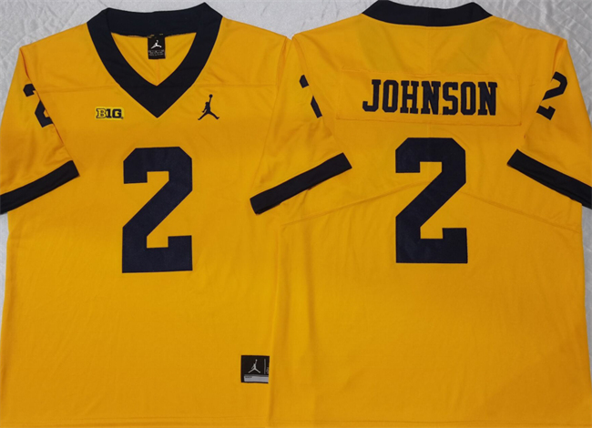 Men's Michigan Wolverines #2 Will Johnson Yellow Stitched Jersey