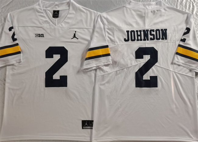 Men's Michigan Wolverines #2 Will Johnson White Stitched Jersey