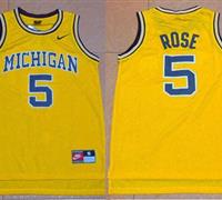 Michigan Wolverines #5 Jalen Rose Gold Basketball Stitched NCAA Jersey