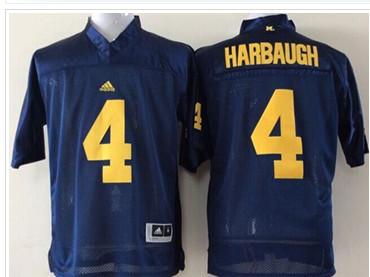 Michigan Wolverines #4 Jim Harbaugh Navy Blue Stitched NCAA Jersey