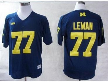 Michigan Wolverines 77 Taylor Lewan Blue Big Ten Patch College Football NCAA Jerseys