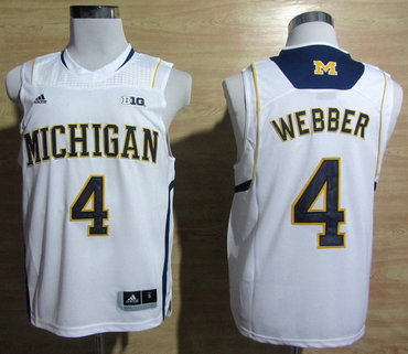 Adidas Michigan Wolverines Chirs Webber 4 Basketball Authentic Jerseys - White