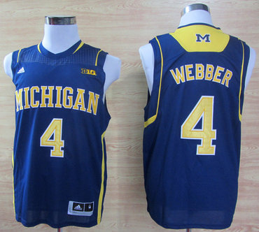 Adidas Michigan Wolverines 4 Webber Basketball Authentic Jerseys - Navy Blue