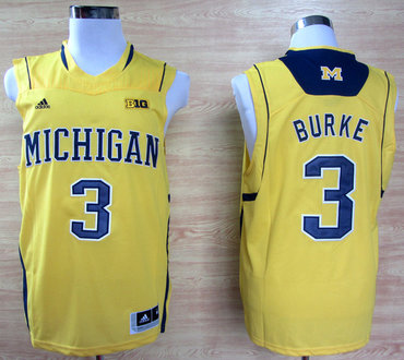 Adidas Michigan Wolverines Trey Burke 3 Big 10 Patch Basketball Authentic Jerseys - Yellow .