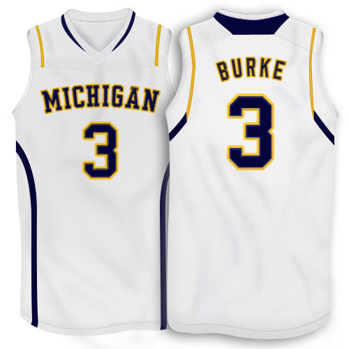 Adidas Michigan Wolverines Trey Burke 3 Big 10 Patch Basketball Authentic Jerseys - White