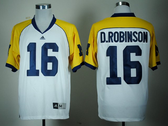 NCAA #16 Denard Robinson White Embroidered Jerseys