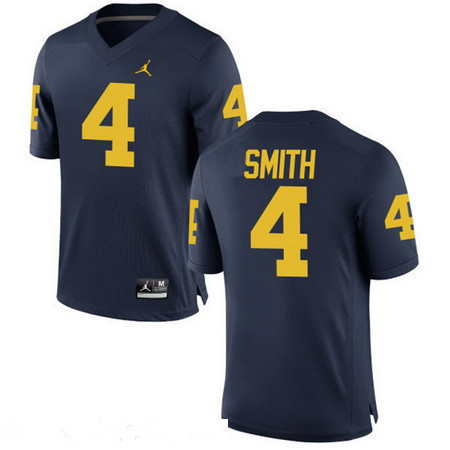 Men's Michigan Wolverines #4 De'Veon Smith Navy Blue Stitched College Football Brand Jordan NCAA Jersey