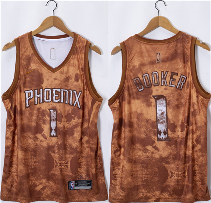 Men's Phoenix Suns #1 Devin Booker Orange 2023 Select Series Stitched Basketball Jersey