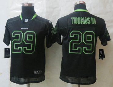 Youth NEW Seattle Seahawks #29 Earl Thomas III Lights Out Black Elite Jerseys