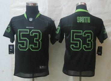 Youth NEW Seattle Seahawks #53 Malcolm Smith Lights Out Black Elite Jerseys